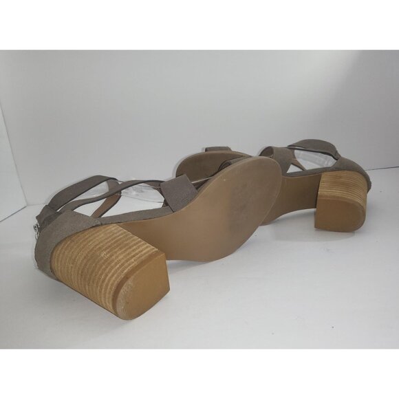 Steve Madden Elita Block Heels Women Sz 6M Leather Strappy Gray Office Workwear - Picture 6 of 7